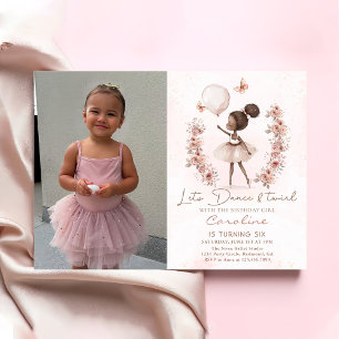 Dance & Twirl Ballerina Ballet Birthday Photo Invitation