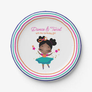 Dance & Twirl Birthday Girl Colourful Paper Plate