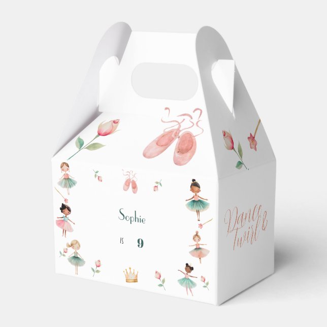 Dance & twirl girl birthday party favour box (Front Side)