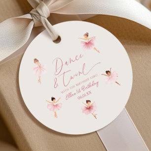 Dance & Twirl Pink Ballerina Ballet Birthday Party Favour Tags