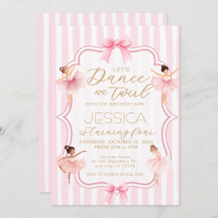 Dance & Twirl Pink Ballerina Ballet Birthday Party Invitation