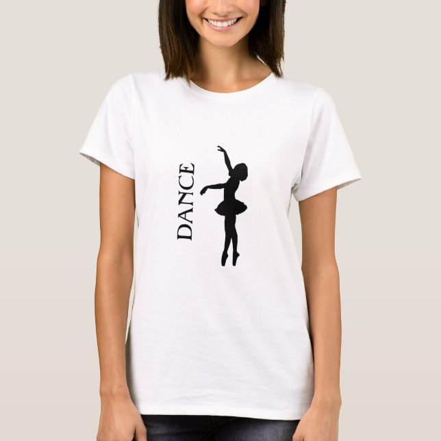 Dance Typography with Ballerina Silhouette T-Shirt (Front)