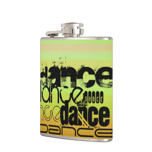 Dance; Vibrant Green, Orange, & Yellow Hip Flask