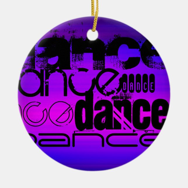 Dance; Vibrant Violet Blue and Magenta Ceramic Ornament (Front)