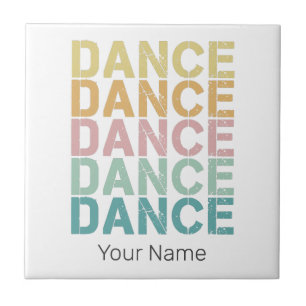 Dance Vintage Lettering For Retro Disco House Ceramic Tile