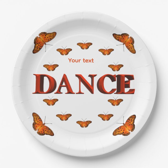 Dance with butterflies design paper plate (Front)