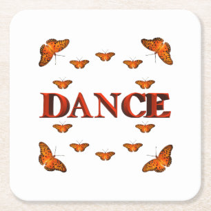 Dance with butterflies design square paper coaster