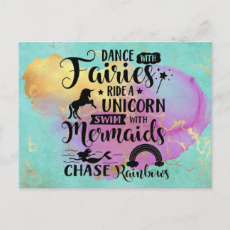 Dance with Fairies Ride a Unicorn Postcard