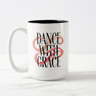 Dance With Grace Minimalist Modern Dancer Two-Tone Coffee Mug