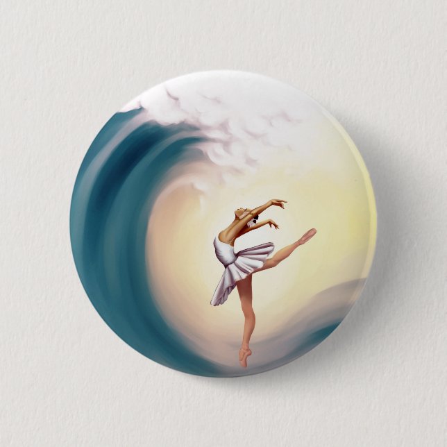 Dance with waves 6 cm round badge (Front)