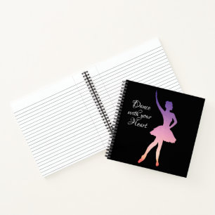 Dance with your heart ballerina silhouette notepad notebook