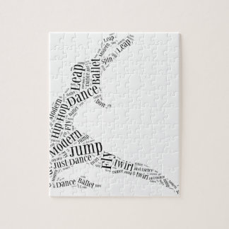Dance Word Cloud Black & White Jigsaw Puzzle