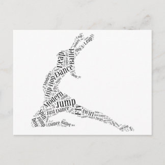 Dance Word Cloud Black & White Postcard