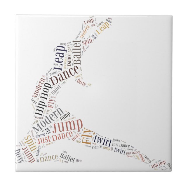 Dance Word Cloud Ceramic Tile (Front)