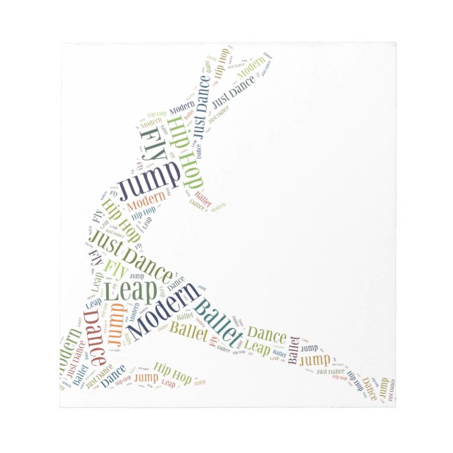 Dance Word Cloud Notepad (Front)