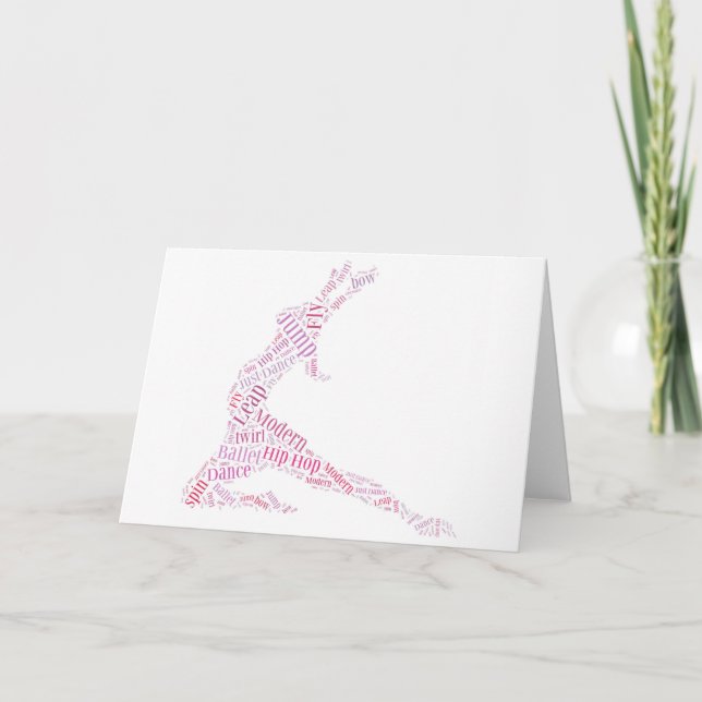 Dance Word Cloud Pink Card (Front)