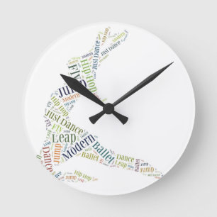 Dance Word Cloud Round Clock