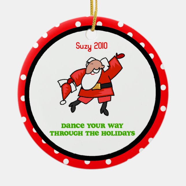 DanceChick Santa Dance personalised ornament (Front)