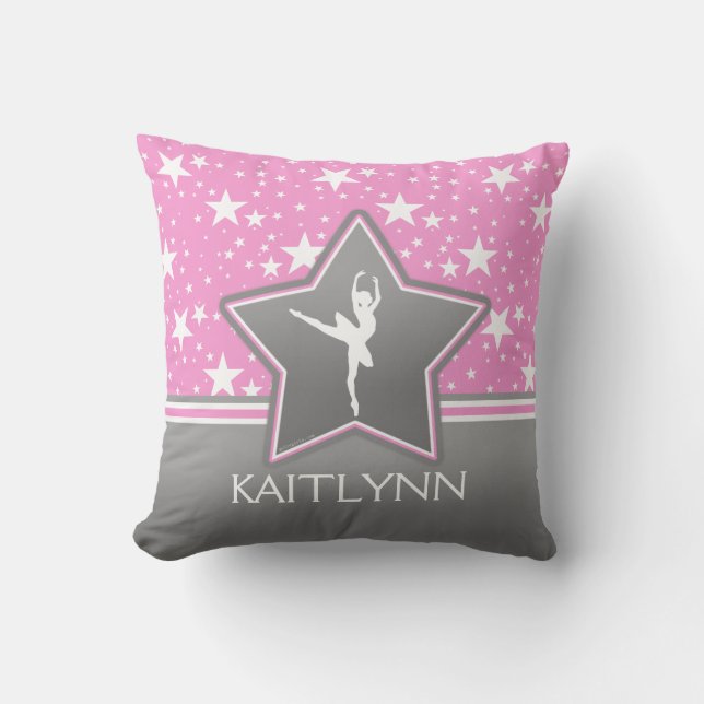 Dancer Among the Stars in Pink with YOUR NAME Cushion (Front)