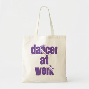 Dancer at Work White/Purple Tote Bag