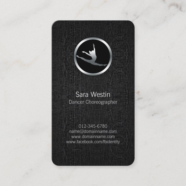Dancer Choreographer Chrome Dancer Business Card (Front)