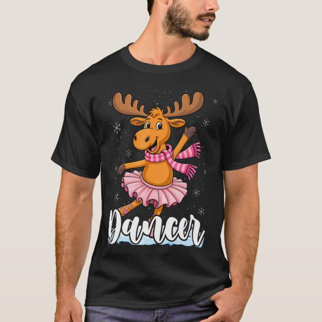 Dancer Christmas Dancing Reindeer Cute Deer Dance T-Shirt (Front)