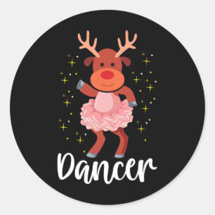 Dancer Christmas Dancing Reindeer Cute Deer Dancer Classic Round Sticker