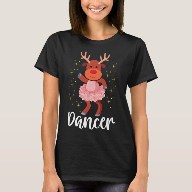 Dancer Christmas Dancing Reindeer Cute Deer Dancer T-Shirt (Front)