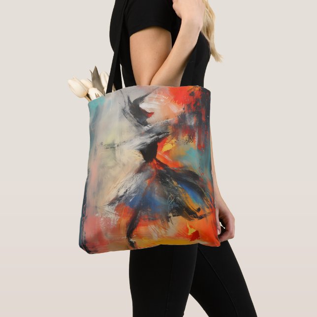 Dancer Colourful Abstract Art Tote Bag (Close Up)