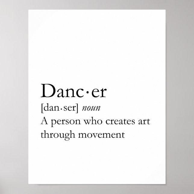 Dancer Definition Word Art Poster (Front)
