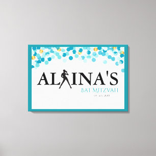 DANCER DOTS Bat Mitzvah Invitation Canvas Print