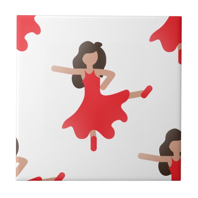 dancer emoji ceramic tile (Front)