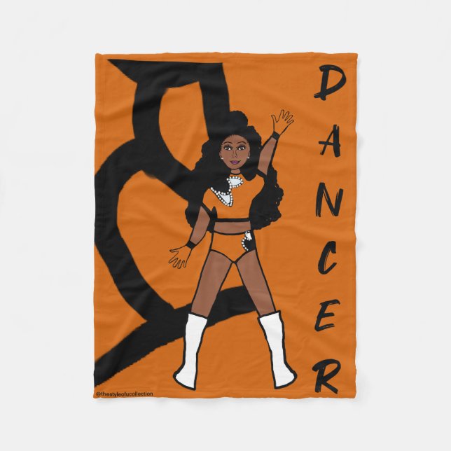 Dancer Fleece Blanket Orange & Black (Front)