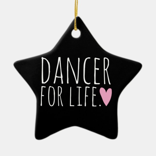 Dancer For Life Black with Heart Ceramic Ornament (Front)