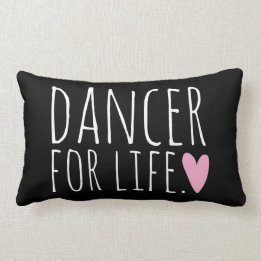 Dancer For Life Black with Heart Lumbar Cushion