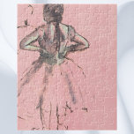 Dancer from the Back by Edgar Degas Vintage Ballet Jigsaw Puzzle<br><div class="desc">Dancer Viewed from the Back (c. 1876) by Edgar Degas is a vintage impressionist fine art portrait dance painting. A drawing or sketch of a ballerina from behind on a pink background. She is in the wings warming up before her performance on stage. About the artist: Edgar Degas (1834-1917) is...</div>