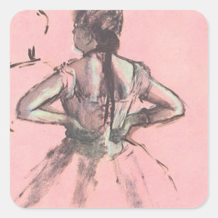Dancer from the Back by Edgar Degas Vintage Ballet Square Sticker