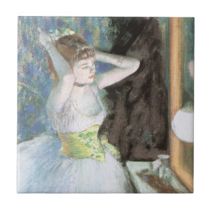 Dancer in Her Dressing Room by Edgar Degas Ceramic Tile