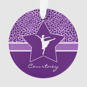 Dancer in Purple Cheetah Print with Monogram Ornament
