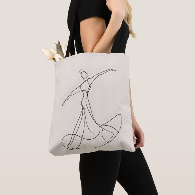 Dancer Line Art Tote Bag (Close Up)