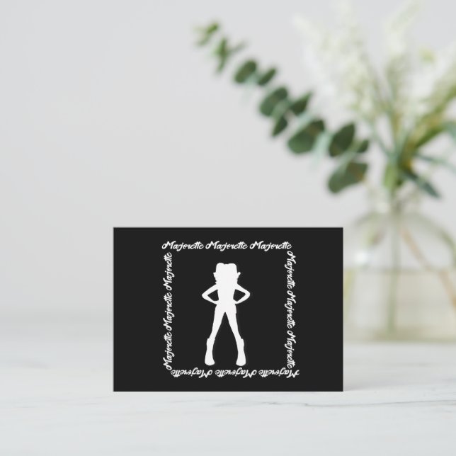 Dancer Majorette Notecard A ( White Black ) (Standing Front)