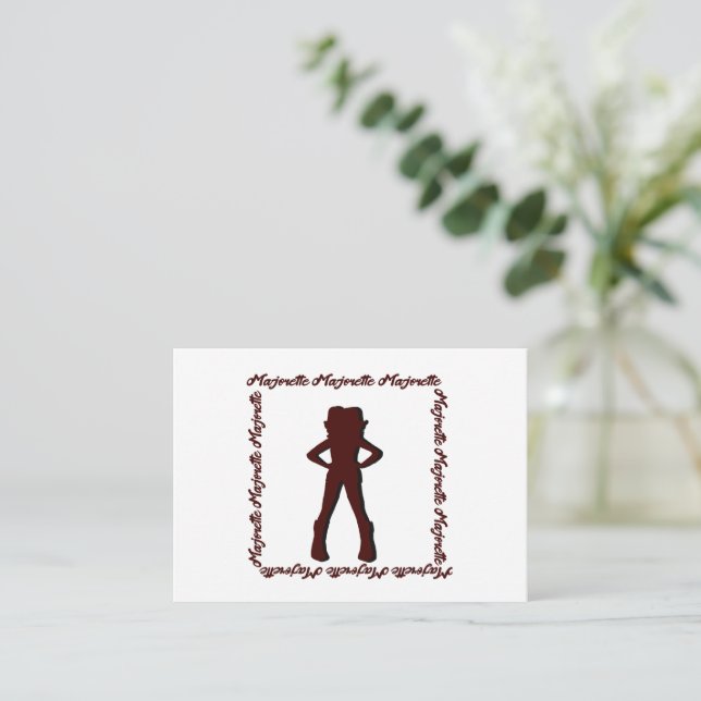 Dancer Majorette Notecard B  ( White Burgundy ) (Standing Front)