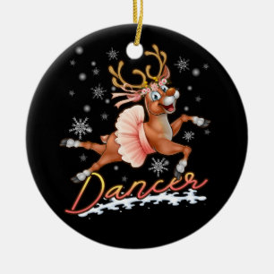 Dancer Merry Christmas Dancing Reindeer Deer Xmas  Ceramic Ornament