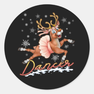 Dancer Merry Christmas Dancing Reindeer Deer Xmas Classic Round Sticker