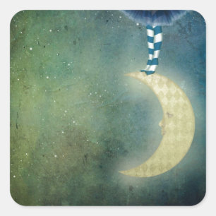 dancer one the moon square sticker