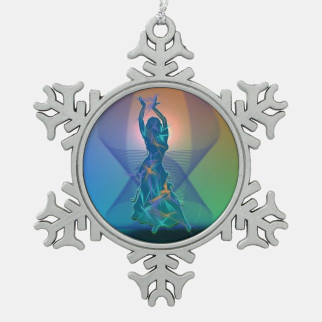 Dancer *Pheja* Snowflake Pewter Christmas Ornament (Front)