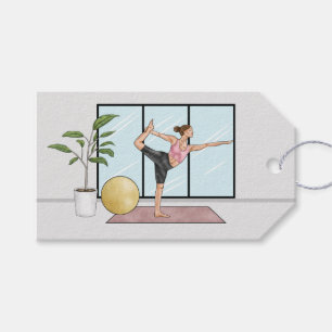 Dancer Pose Yoga Natarajasana Balance Workout Girl Gift Tags