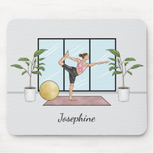 Dancer Pose Yoga Natarajasana Balance Workout Girl Mouse Pad