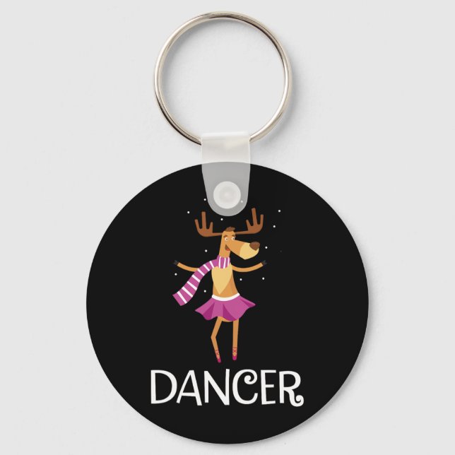 Dancer Prancer Christmas Dancing Reindeer  Key Ring (Front)