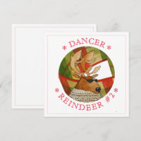 DANCER REINDEER 5.25" Square Flat Card